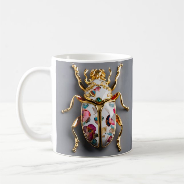 TAZA  DE COLOR BLANCO CON IMPRESION DE ESCARABAJO  KAFFEMUGG (Vänster)