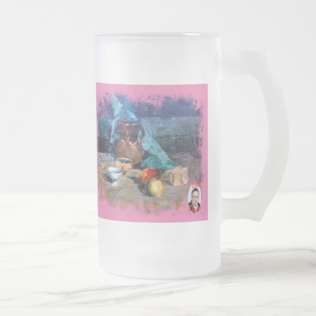 Taza De Cristal Esmerilado Bodegón a espátula Frostat Ölglas (Höger)