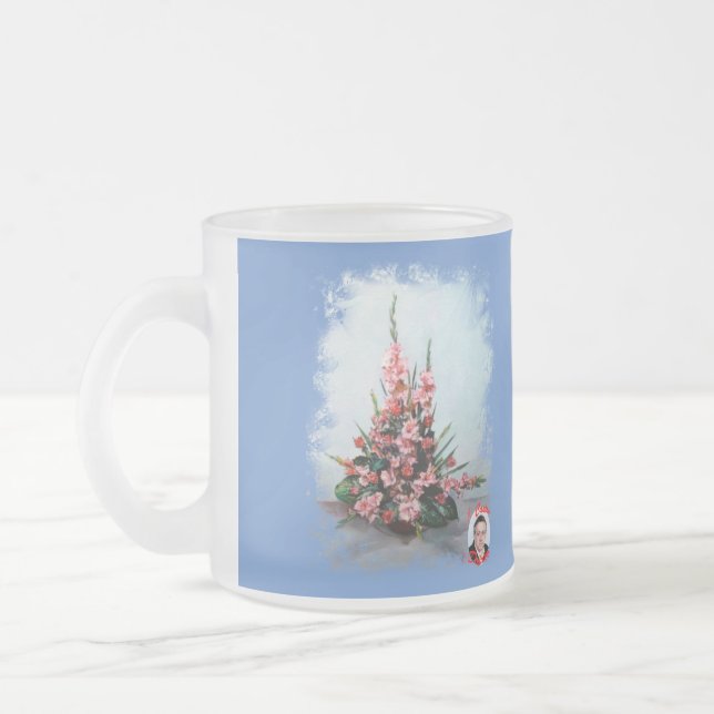 Taza De Cristal Esmerilado Bodegón de flores Frostad Glasmugg (Vänster)