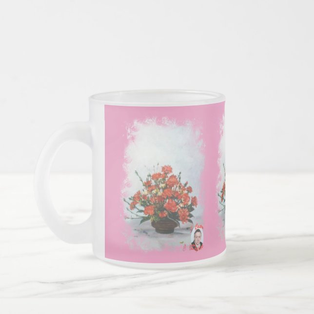 Taza de Cristal Esmerilado Bodegón de flores Frostad Glasmugg (Vänster)