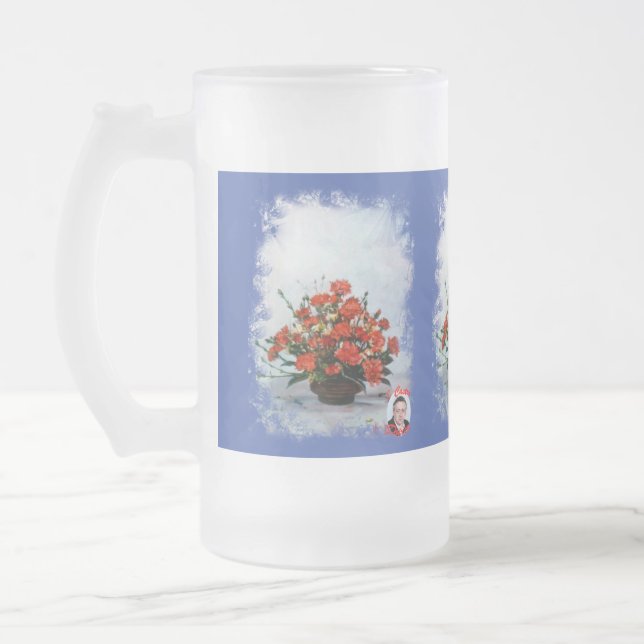 Taza de Cristal Esmerilado Bodegón de flores Frostat Ölglas (Vänster)
