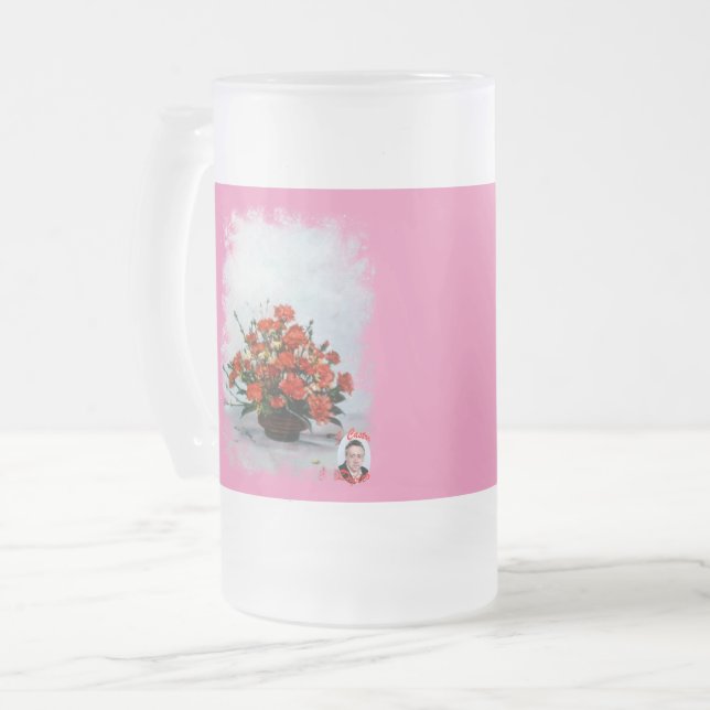 Taza de Cristal Esmerilado Bodegón de flores Frostat Ölglas (Framsida vänster)