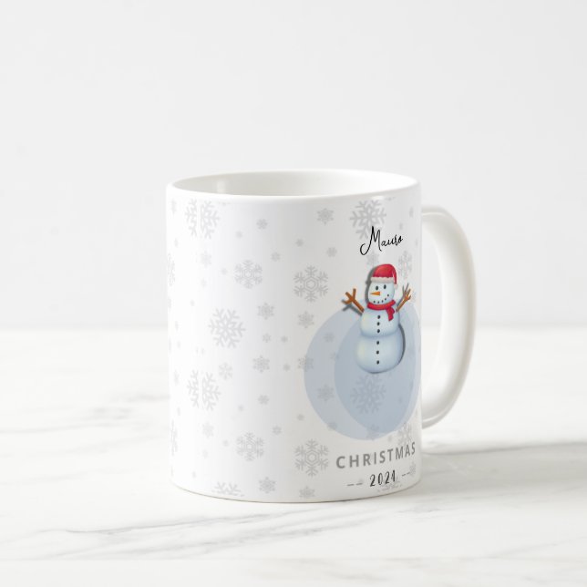 Taza de muñeco de nieve de Navidad personalizada Kaffemugg (Framsida höger)