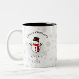 Taza de muñeco de nieve navideño personalizada Två-Tonad mugg