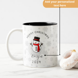 Taza de muñeco de nieve navideño personalizada Två-Tonad mugg