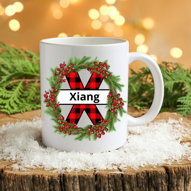 ’Taza de navidad personalizada con letra X’ Coff Kaffemugg (Skapare uppladdad)