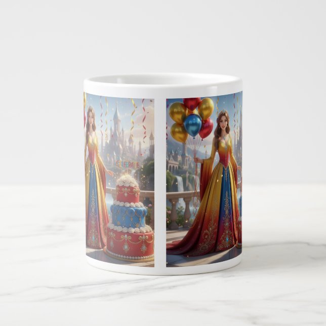 Taza de Princesa – Diseño de Cumpleaños con Pastel Jumbo Mugg (Framsidan)