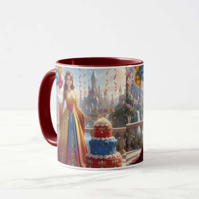 Taza de Princesa – Diseño de Cumpleaños con Pastel Mugg (Framsida vänster)