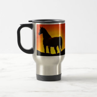 Taza De Viaje Silueta caballo vistoso atardecer Resemugg