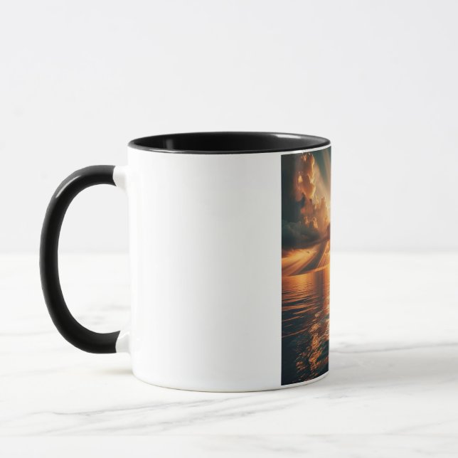 Taza decorativa, con amanecer radieante mugg (Vänster)