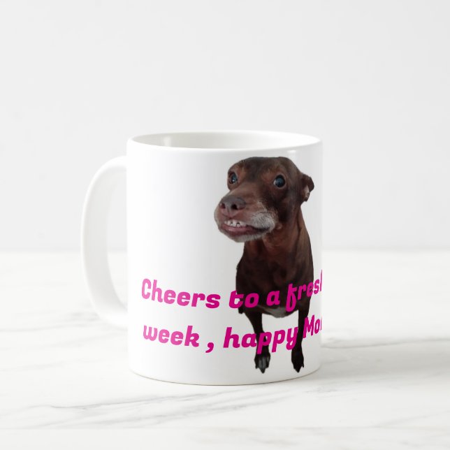 Taza desayuno con perrito divertido kaffemugg (Framsida vänster)