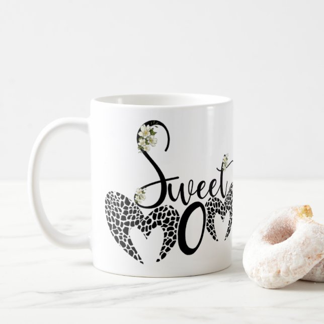 Taza dulce mamá con corazón y flor kaffemugg (Med munk)