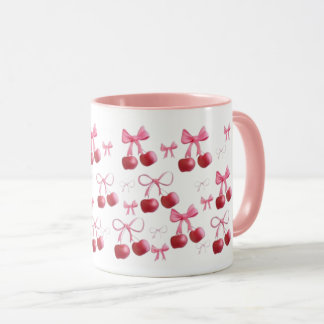 Taza estética de cerezas y lazos  mugg