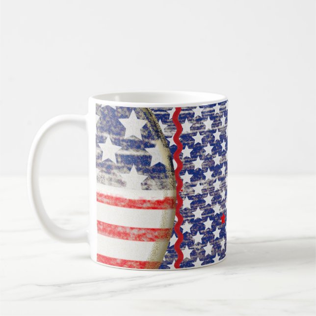 TAZA ESTRELLAS AZUL ROJO STARBUCKS BLUE RED WHITE KAFFEMUGG (Vänster)