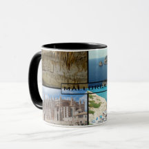 taza fotomontaje de Mallorca - Majorca en negro