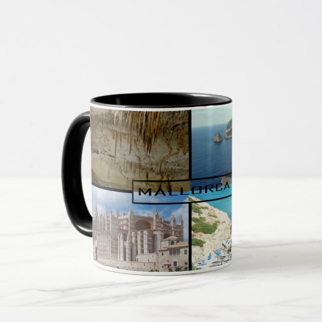 taza fotomontaje de Mallorca - Majorca en negro Mugg (Framsida vänster)