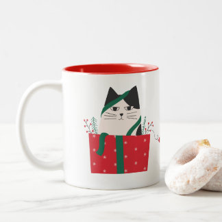 Taza Gato Merry Christmas Två-Tonad Mugg