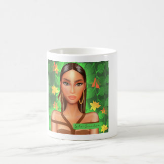 Taza ilustrada mujer tropical kaffemugg