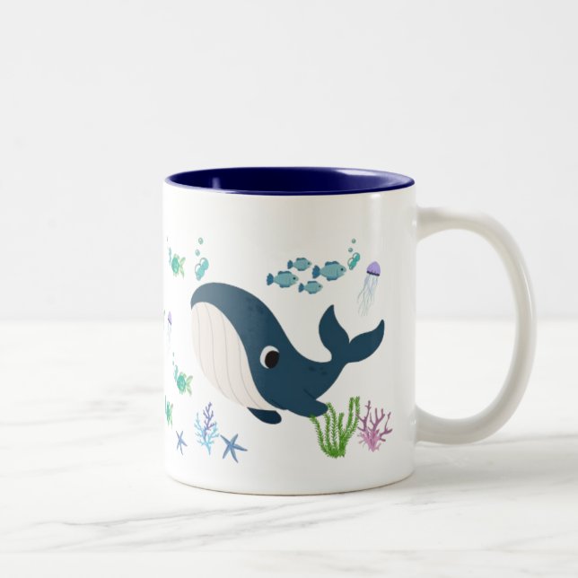 Taza Infantil con Diseño de Ballena y Peces Två-Tonad Mugg (Höger)
