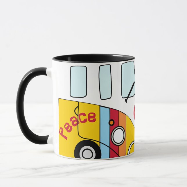Taza Kombi Arcoíris Peace – Furgoneta Hippie Multi Mugg (Vänster)
