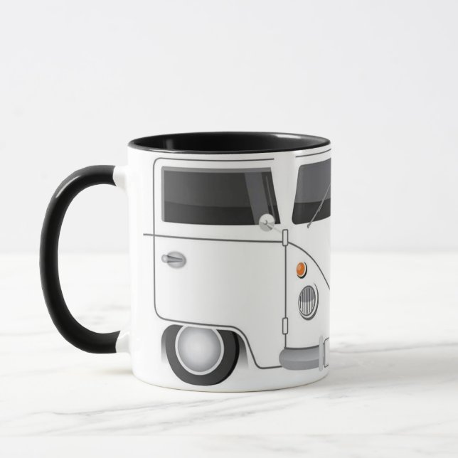 Taza Kombi Blanca Minimalista – Furgoneta Retro pa Mugg (Vänster)