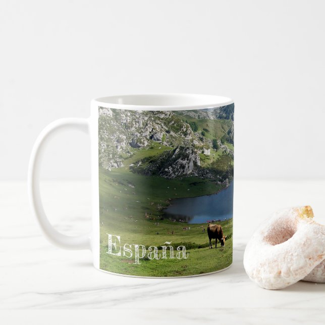 taza Lagos de Covadonga en Asturias, España Kaffemugg (Med munk)