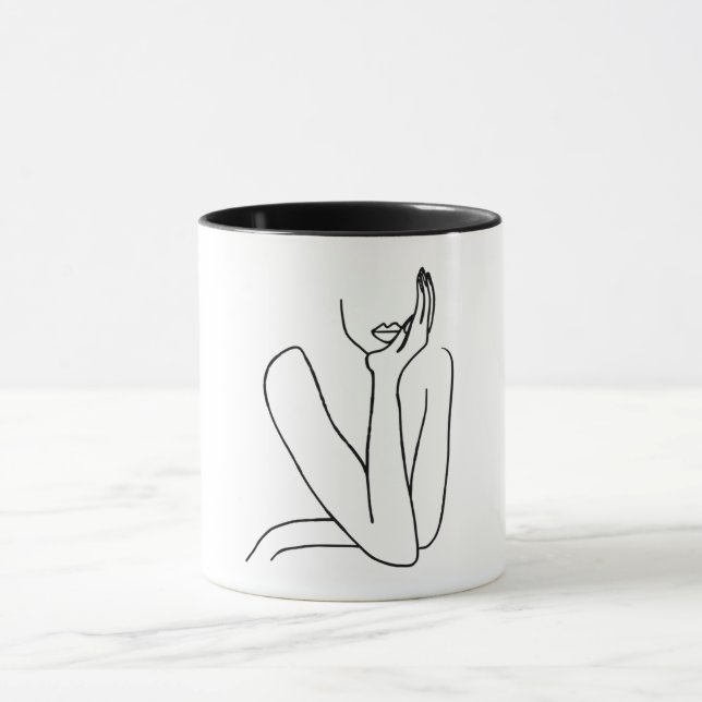 Taza Line Art Mujer – Minimalismo  Mugg (Center)