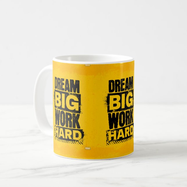 Taza motivacional "DREAM BIG, WORK HARD" Kaffemugg (Framsida vänster)