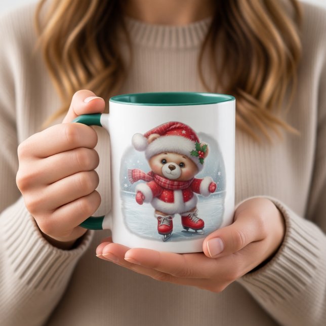 Taza navideña con osito patinador  mugg (Skapare uppladdad)