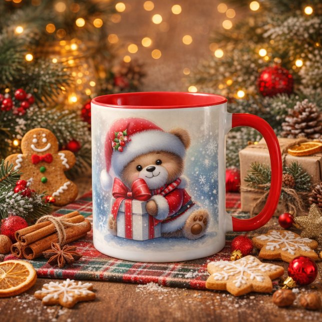 Taza navideña con un adorable osito Taza Mugg (Skapare uppladdad)