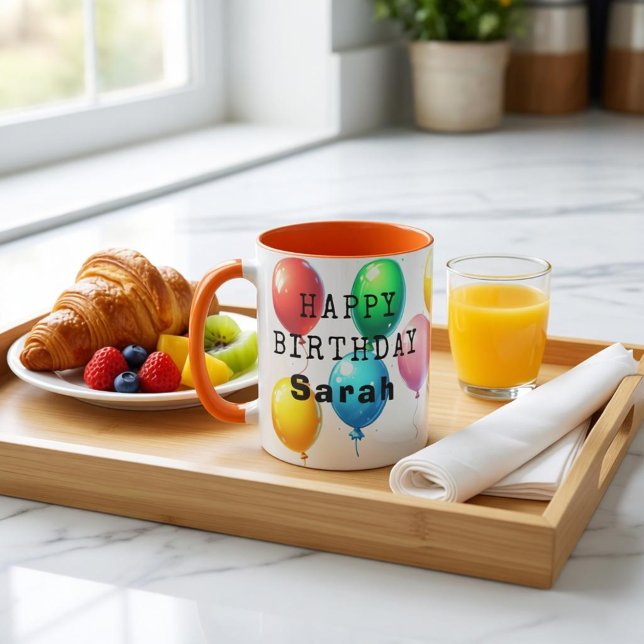 Taza personalizada “Happy Birthday” con globos  Mugg (Skapare uppladdad)