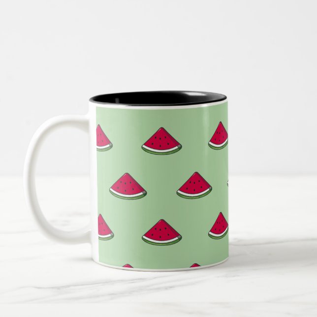Taza rebana de sandia kawaii Två-Tonad mugg (Vänster)