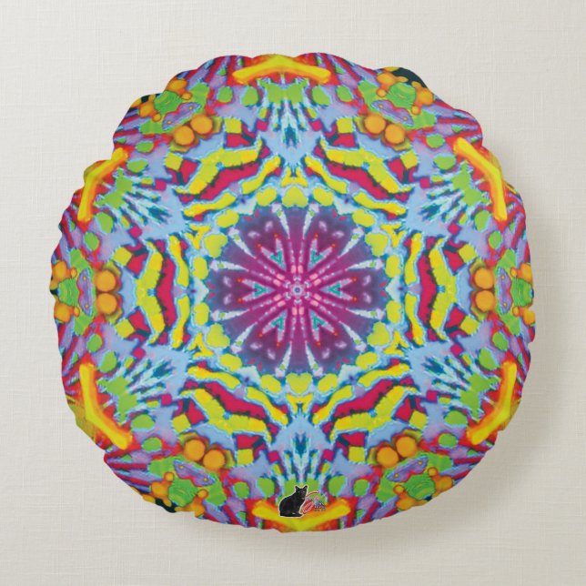 Tazmania Kaleidoscope Rund Kudde (Framsidan)