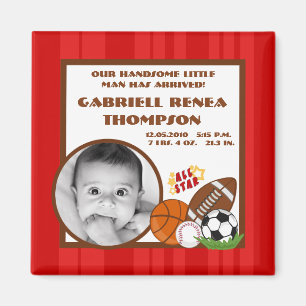 {TBA} 2"x2" All Star Red Announcement Magnet