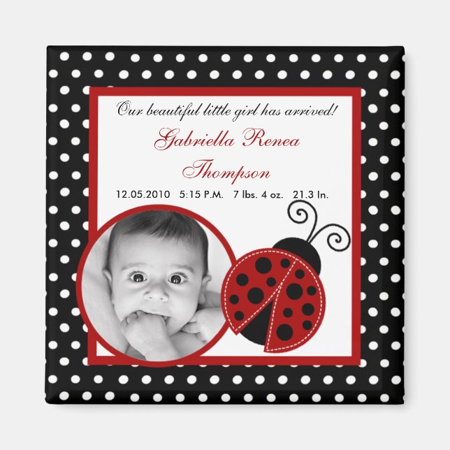 {TBA} 2"x2" Red Ladybug-meddelande Magnet (Framsidan)