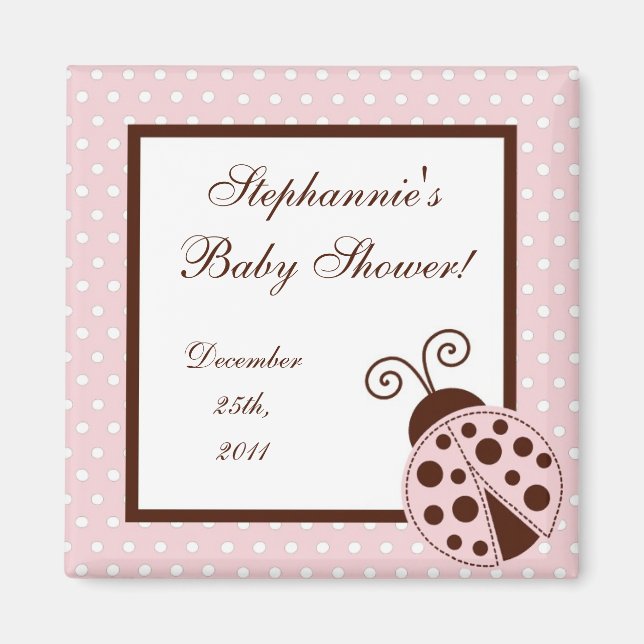 {TBA} 2"x2" Rosa Ladybug Party-favoritmagnet Magnet (Framsidan)