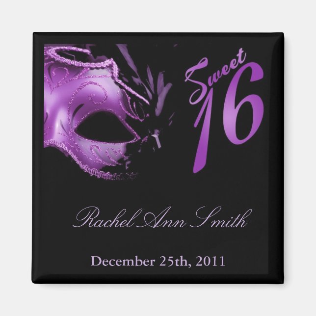 {TBA} 2"x2" Sweet 16 Lila Lilac Favor Magnet (Framsidan)