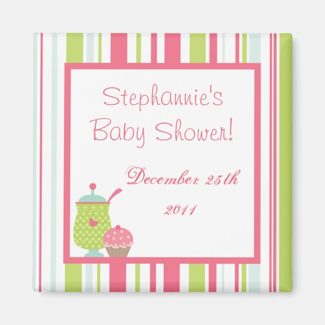 {TBA} 2"x2" Tea Party Rosa Pastel Favor Magnet (Framsidan)