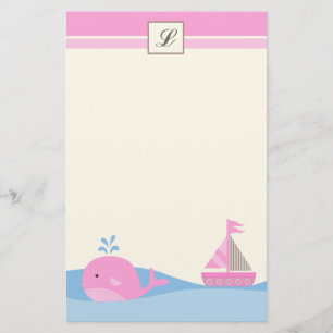 {TBA} 5,5" x 8,5" det stationära rosa segelbåtval Brevpapper