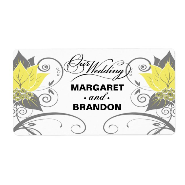 ::TBA: Abraxas Abstrakt Blommigt gult Vin-etikett Fraktsedel (Framsidan)