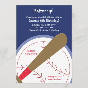 {TBA} BASEBALL Batter upp födelsedagsinbjudan Inbjudningar