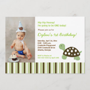 {TBA} Grönt Mod Dot Turtle Birthday-inbjudan 5x7 Inbjudningar