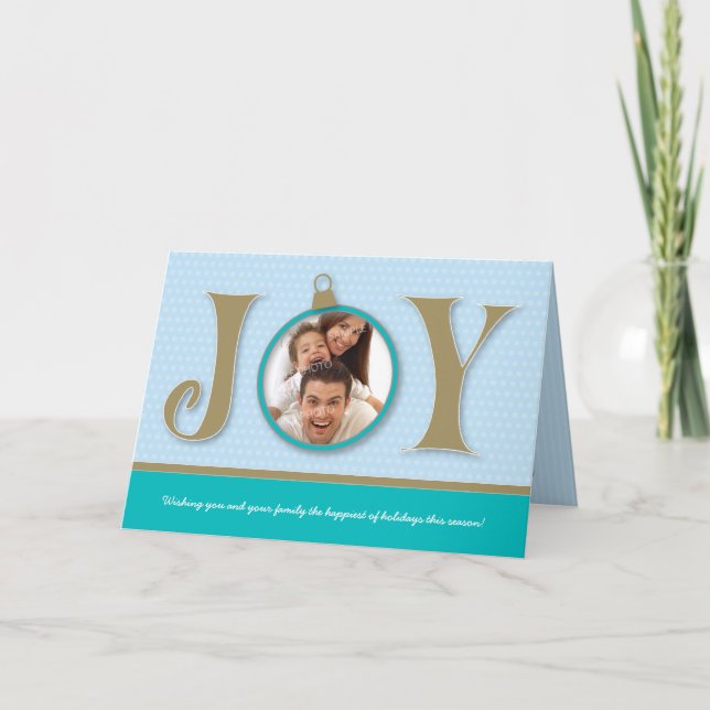 {TBA} Helgdag Joy Family Helgdag Card (aqua) Helgkort (Front)