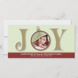 {TBA} Holiday Joy Anpassad familjefotokort (röd) Julkort