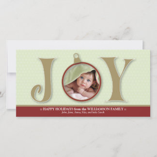 {TBA} Holiday Joy Anpassad familjefotokort (röd) Julkort