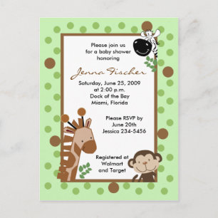 {TBA} Jungle Äventyr Safari Baby Shower Inbjudan Vykort