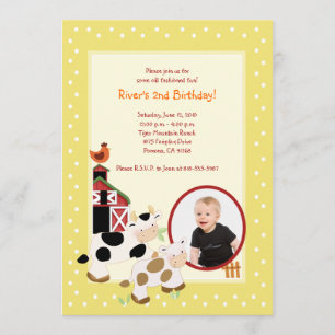 {TBA} Moo Cow Farm Barnyard *PHOTO* Birthday Inbjudningar