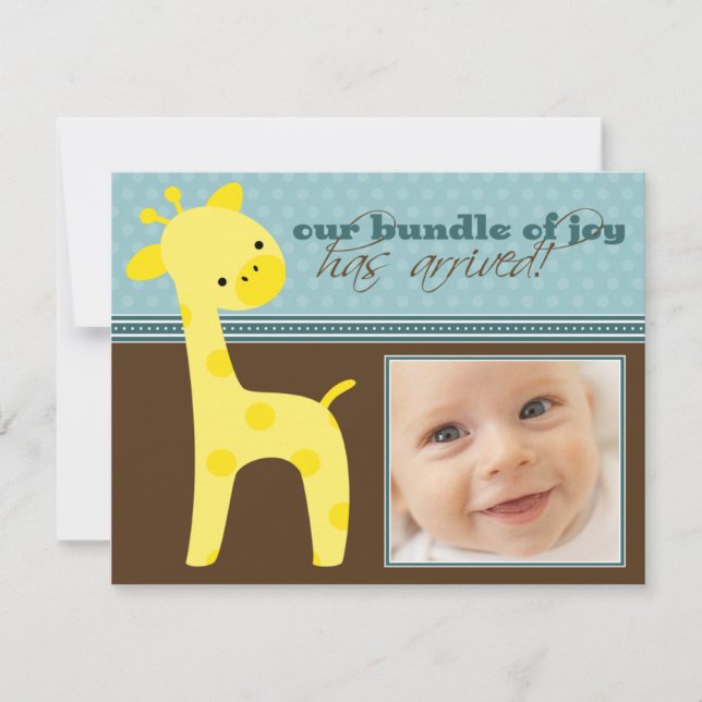 {TBA} Paket med Joy Giraffe Birth-meddelande Meddelande (Framsida)