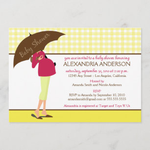 {TBA} Paraply Mamma Baby Shower Inbjudan (gult)