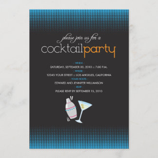 {TBA} Trendig Cocktail Party-inbjudan (aqua blue) Inbjudningar